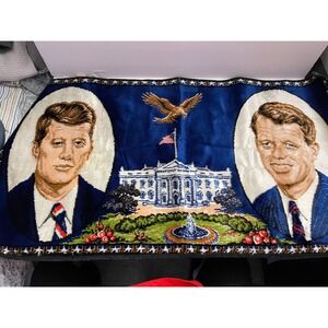 Vintage P. & C. Kennedy Bros. JFK/RFK‎ Made In Italy 19"x38" Wall Tapestry Rug